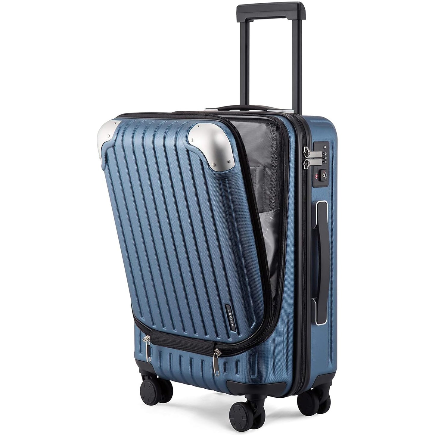 LEVEL8 Grace Carry On Luggage, 20 Inch Hardside Suitcase, Abs+Pc Harshell Spinner Luggage with Tsa Lock, Spinner Wheels, Grey, 20-Inch Carry-On