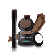 THICK FIBER Root Touch Up Powder - Water & Sweat Resistant Hair Loss Concealer Set for Thinning Hair Women, Includes Brush (Black)