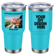 Personalized Custom Tumbler Print in USA 20oz Stainless Steel Coffee Cup with Lid & Straw Double Wall Insulated Tumbler with Colorful Text Logo Photo