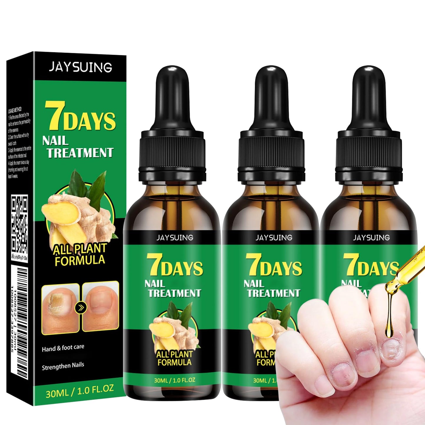 Ginger Nail Growth Serum, 7 Days Nail Treatment, Ginger Nail Treatment, Ginger Cuticle Care Oil for Strengthen & Promote Nail Growth (2Pcs)