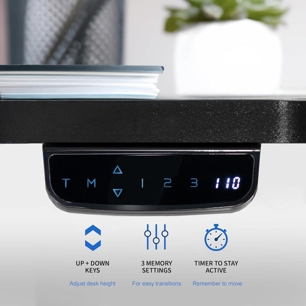 VIVO Electric 63 x 32 in Standing Desk, Memory Height Adjustment, 176 lb Frame Support, 2E Series, Black Top Black Frame, DESK-KIT-2E1B