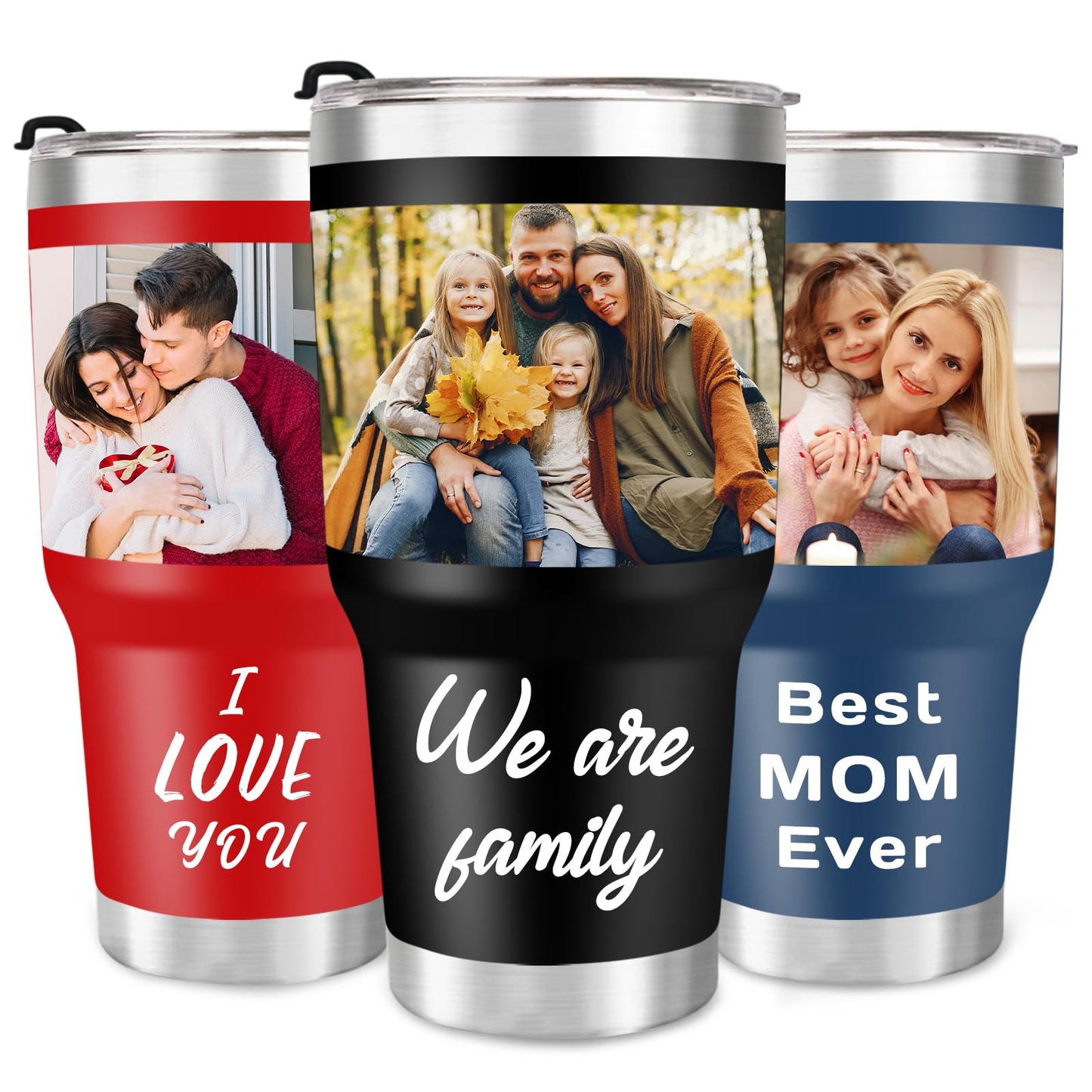 Personalized Coffee Tumbler with Pictures Text Logo Name, Custom Stainless Steel Tumbler with Lid and Straw, Coffee Travel Mug Cups, 20oz Personalized Birthday Gifts for Women Men Office