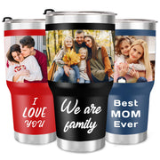 Personalized Coffee Tumbler with Pictures Text Logo Name, Custom Stainless Steel Tumbler with Lid and Straw, Coffee Travel Mug Cups, 20oz Personalized Birthday Gifts for Women Men Office