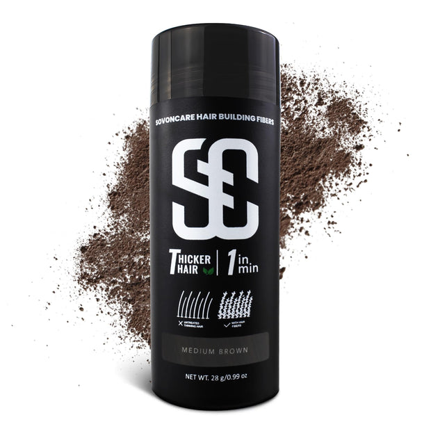 SOVONCARE Hair Fibers for Thinning Hair Dark Brown, Hair Building Fibers for Bald Spots Undetectable & Natural, Conceals Hair Loss, Fill In Fine Hair Powder Hair Thicker Instantly for Women & Men 28g