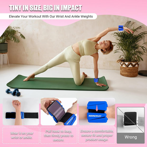 Wrist Ankle Weights Bangles 4lb/2lb for Women, Adjustable Silicone Pilates Weights Bracelet, Heavy Duty Fasteners Wearable Arm & Leg Weights for Yoga, Pilates, Barre, Walking and Gym (Set of 2)