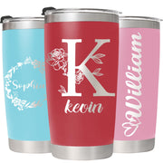 Personalized Coffee Tumbler with Picture Text Logo, Custom 20oz Insulated Stainless Steel Travel Mug with Lids, Personalized Birthday Gifts for Women Men, Custom Coffee Tumbler Cup