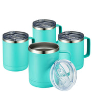 MEWAY 12oz Coffee Mug With Handle and Sliding Lid,Stainless Steel Travel Tumbler Cup with Handle,Double Wall Vacuum Insulated Camping Cup for Hot & Cold Drinks Tea (Purple,Set of 1)