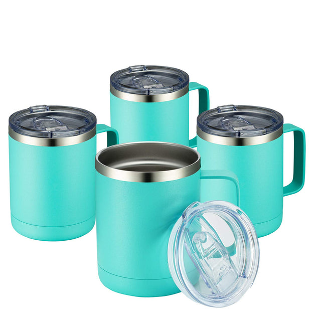 MEWAY 12oz Coffee Mug With Handle and Sliding Lid,Stainless Steel Travel Tumbler Cup with Handle,Double Wall Vacuum Insulated Camping Cup for Hot & Cold Drinks Tea (Purple,Set of 1)