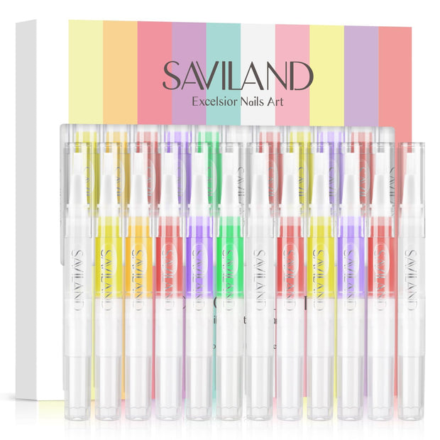 SAVILAND Natural Cuticle Oil Pen: 6PCS Revitalizing Cuticle Oil for Nails with Vitamin E Repaired Cuticles Overnight Cuticle Softener Nail Strengthener Protector for Damaged Skin Thin Nail