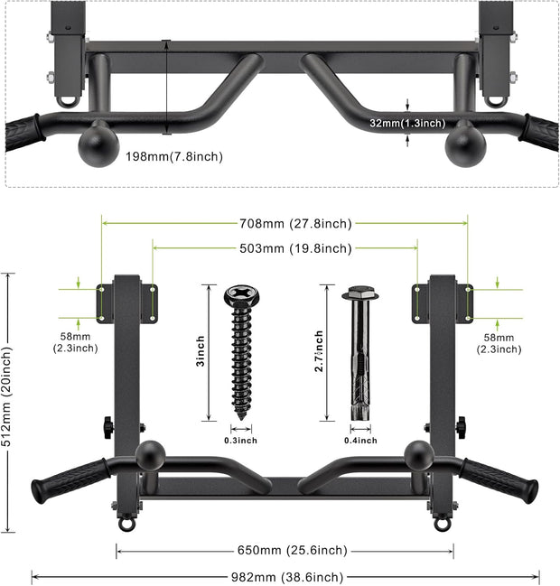 SELEWARE Heavy Duty Welded Pull Up Bar, Versatile Doorway Wall Mount, Joist Mounted, and Ceiling Mounted Chin Up Bars, Thick Metal Sturdy Construction for Full Body Workouts Support 500 lbs