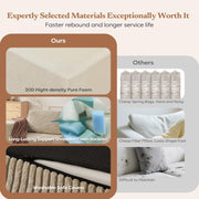 106" Cloud Sectional Couch, Left/Right Facing Convertible Sofa with Deep Seat, L-Shape Modular Upholstered Foam Couch for Living Room Bedroom, No Assembly Required (Corduroy Fabric, Beige)