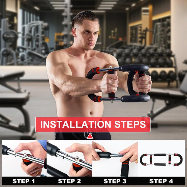 Mr Sculpt Gorilla Bar Twister Arm Trainer 40-90lb & 90-120lb Adjustable Chest Workout Equipment | Portable Power Twister Bar for Men | Home Gym Equipment | Arm & Forearm Strength Trainer