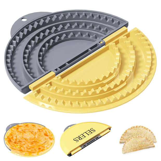 Tortilla Sealer,SELERS,Tacos tortilla crimper Maker Large,Removable & Adjustable 4"-6''-8" Crust,For Burritos,Pasties,Tortilla,Dumplings,Sandwich,Grey Yellow
