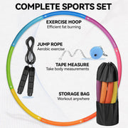 Weighted Exercise Hoop for Adults, 2.2lb&2.8lb Adjustable Fitness Hoop, 8 Detachable Hoop Sections with Jump Rope & Storage Bag, Home Gym Workout