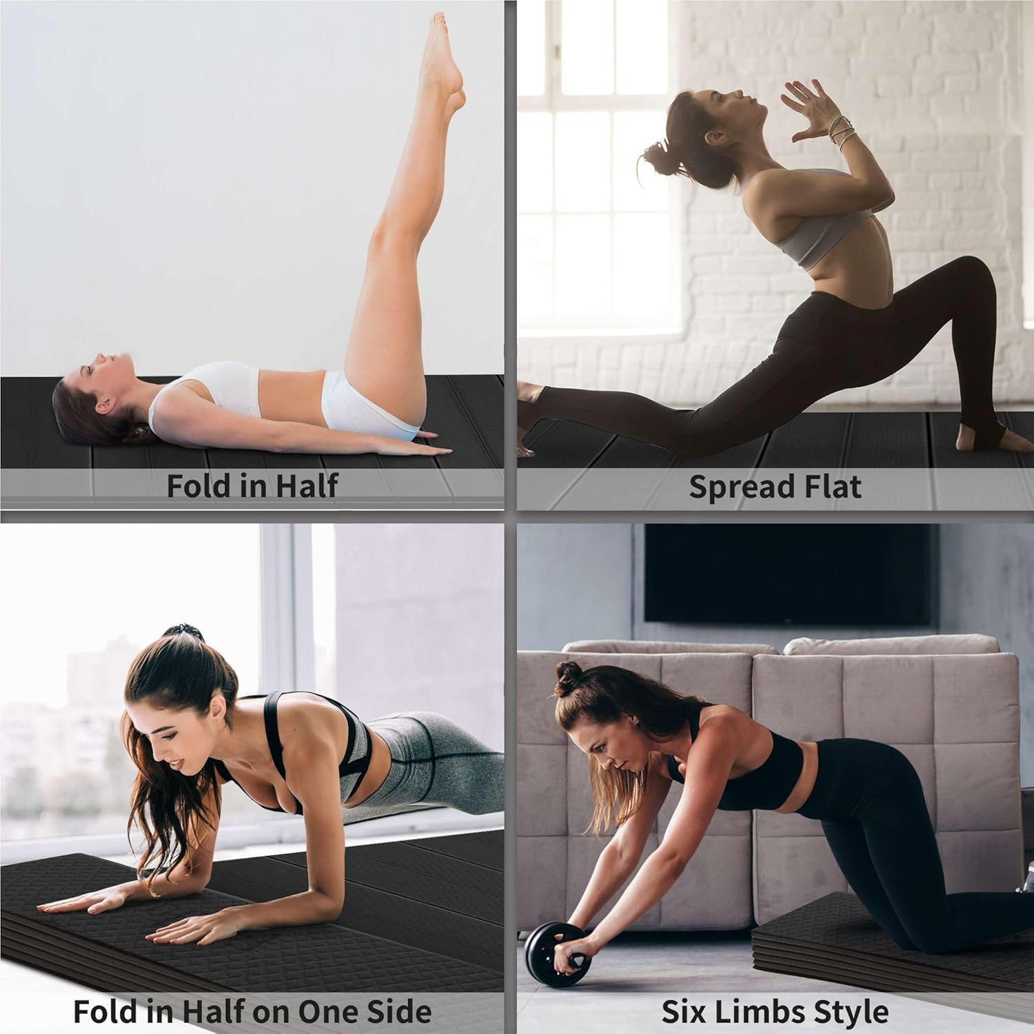 Foldable Wide & Large Yoga Mat – Cushioned, Compact & Easy to Store | 6mm & 8mm Thick | For Home, Gym, Travel, Yoga, Pilates & Floor Exercises