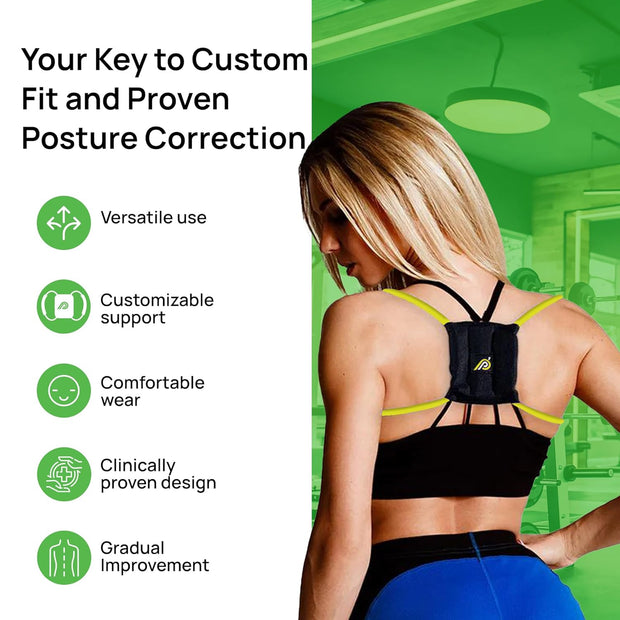 PRIMEKINETIX PostureMedic Dynamic Posture Brace for Neck and Back Support -For Enhanced Shoulder Alignment, Posture Improvement & Stretching- M(Blue)