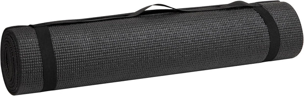 Mind Reader YOGAPVC-BLK All Purpose Extra Thick Yoga Fitness & Exercise Mats with Carrying Strap, High Density Anti-Tear