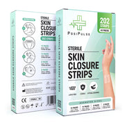 Sterile Skin Wound Closure Strips 202ct in 44pks - Improved Healing, Reinforced Design, Latex Free, Adhesive Backed, Optimal for Lacerations, Incisions, Sutures, 3x75,6x38,6x75,12x100mm