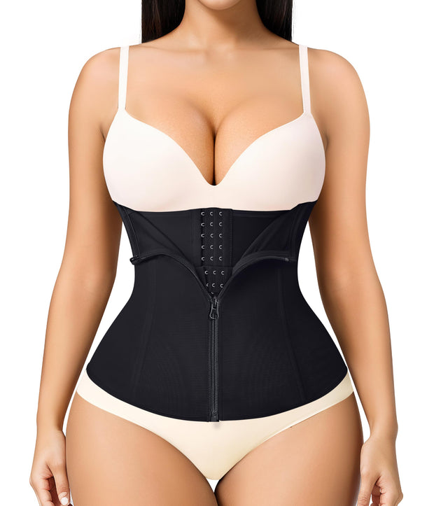MERYOSZ Zipper Waist Trainer for Women - Mesh Corset Shapewear Tummy Control Body Shaper Waist Cincher Postpartum Girdle