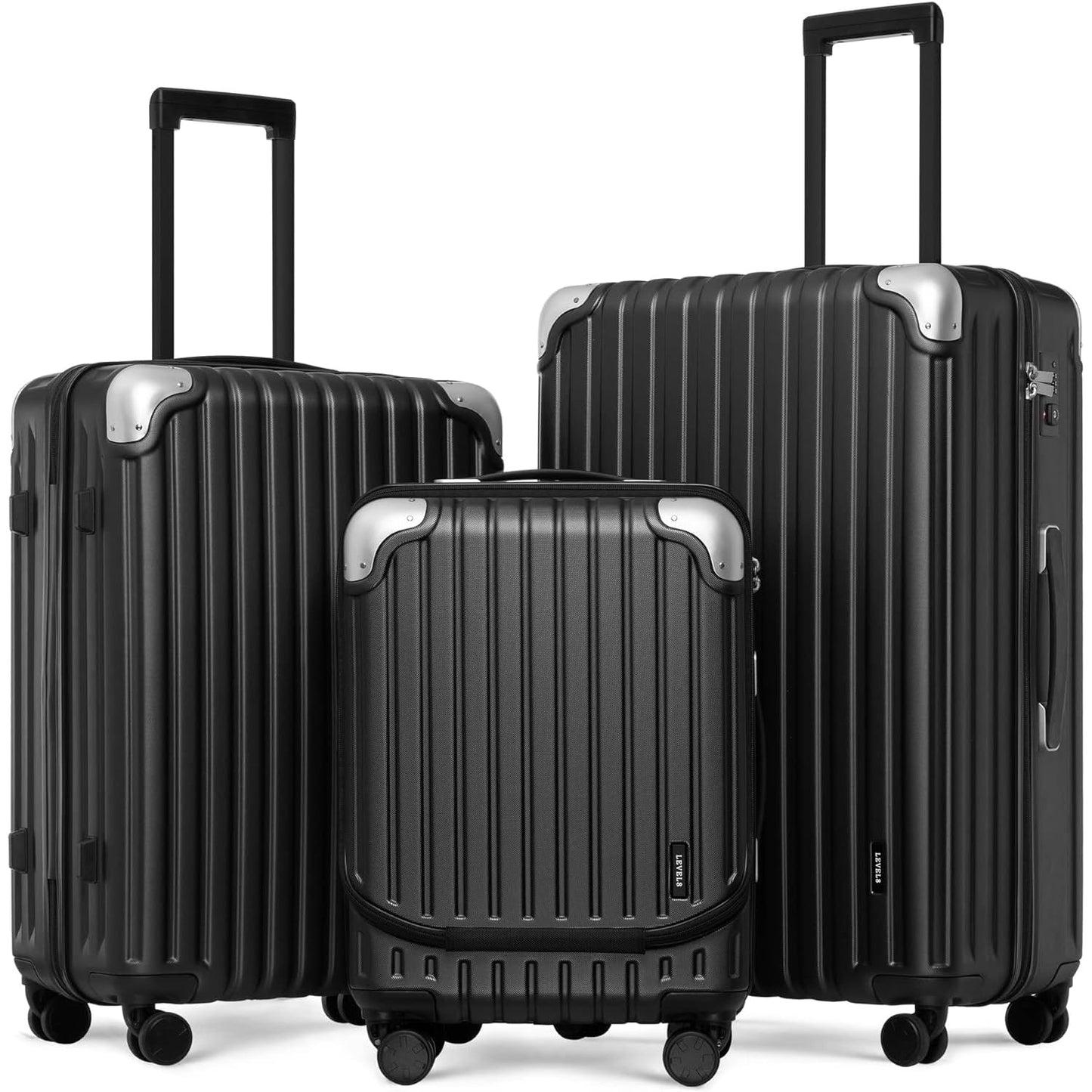 LEVEL8 Grace Carry On Luggage, 20 Inch Hardside Suitcase, Abs+Pc Harshell Spinner Luggage with Tsa Lock, Spinner Wheels, Grey, 20-Inch Carry-On