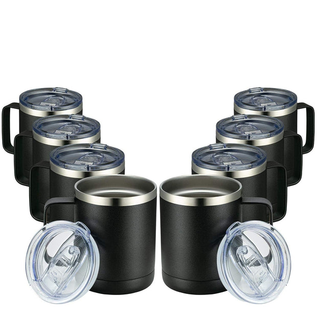 MEWAY 12oz Coffee Mug With Handle and Sliding Lid,Stainless Steel Travel Tumbler Cup with Handle,Double Wall Vacuum Insulated Camping Cup for Hot & Cold Drinks Tea (Purple,Set of 1)