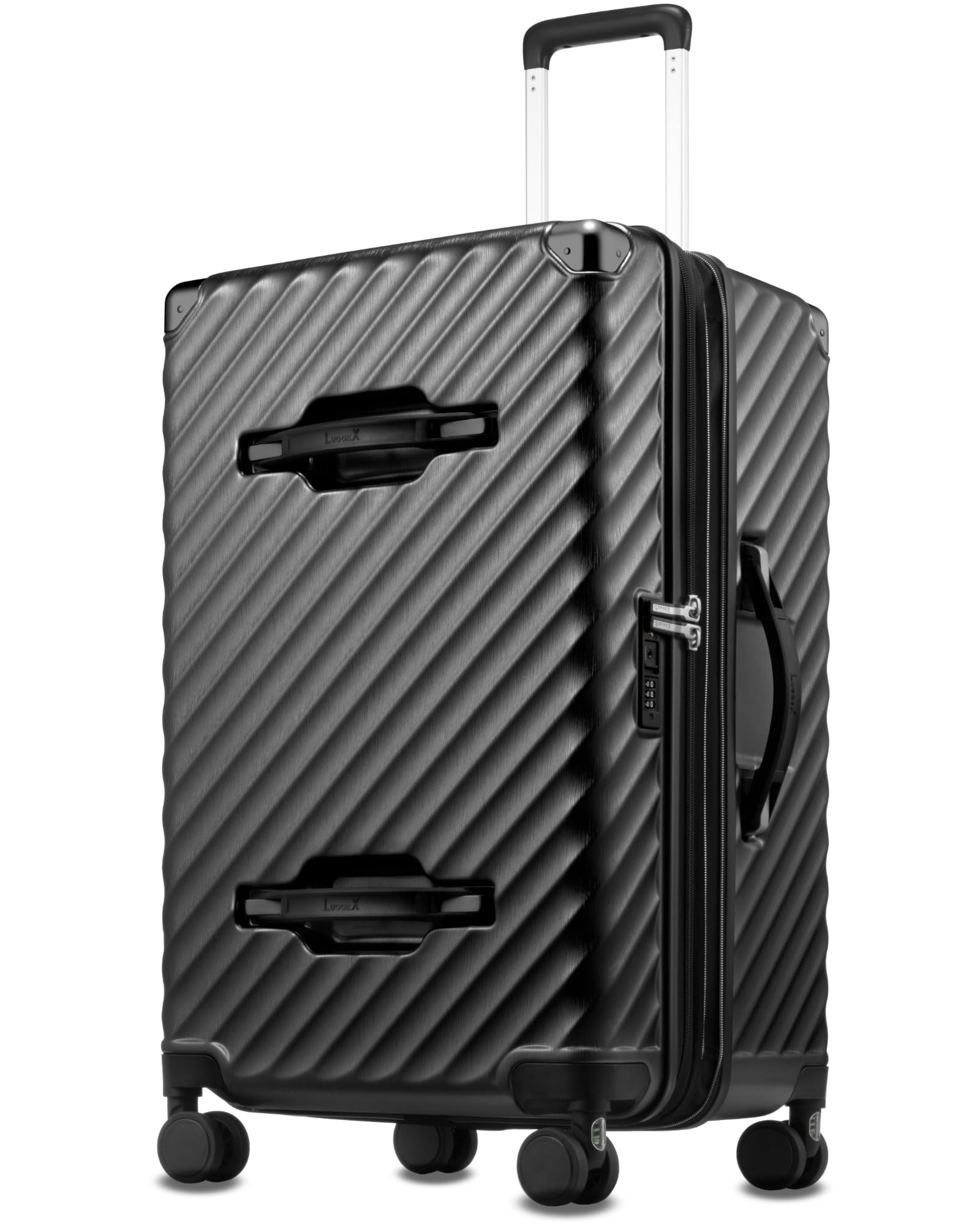 LUGGEX Trunk Luggage, Large Suitcases with Shock-Absorbing Spinner Wheels, Deep Capacity Expandable Hard Shell Suitcase 28 Inch, Charcoal Metallic, 92.2L