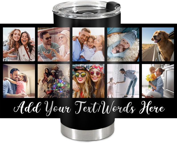 Personalized Tumbler Custom Vacuum Insulated Travel Mug Customizable Coffee Cup with Your Photos and Text Christmas Birthday Gift