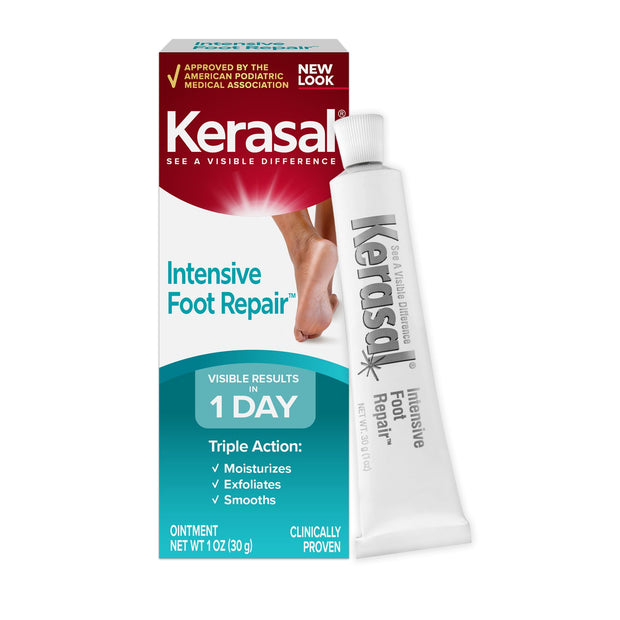 Kerasal Intensive Foot Repair Skin Healing Ointment, 1 Oz and Moisturizing Gel Socks, One Pair (Packaging May Vary)