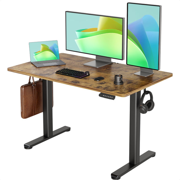 INNOVAR Electric Standing Desk, Adjustable Height Stand up Desks, 48 x 24 Inches Sit Stand up Desk for Home Office Computing, 3-Preset Memory Height Ergonomic Rising Desks, Black