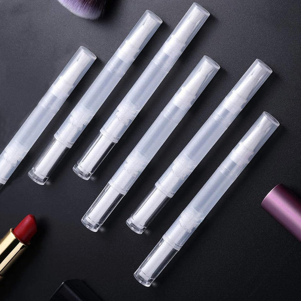 10 Pack 3 ML Transparent Twist Pens, Empty Cuticle Nail Oil Pen with Brush Tip, Cosmetic Lip Gloss Containers Applicators Eyelash Growth Liquid Tube