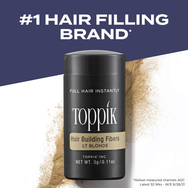 Toppik Hair Building Fibers, Light Blonde, 0.11 oz Fill In Fine or Thinning Hair, Instantly Thicker, Fuller Looking, 9 Shades for Men & Women, Keratin Protein Formula