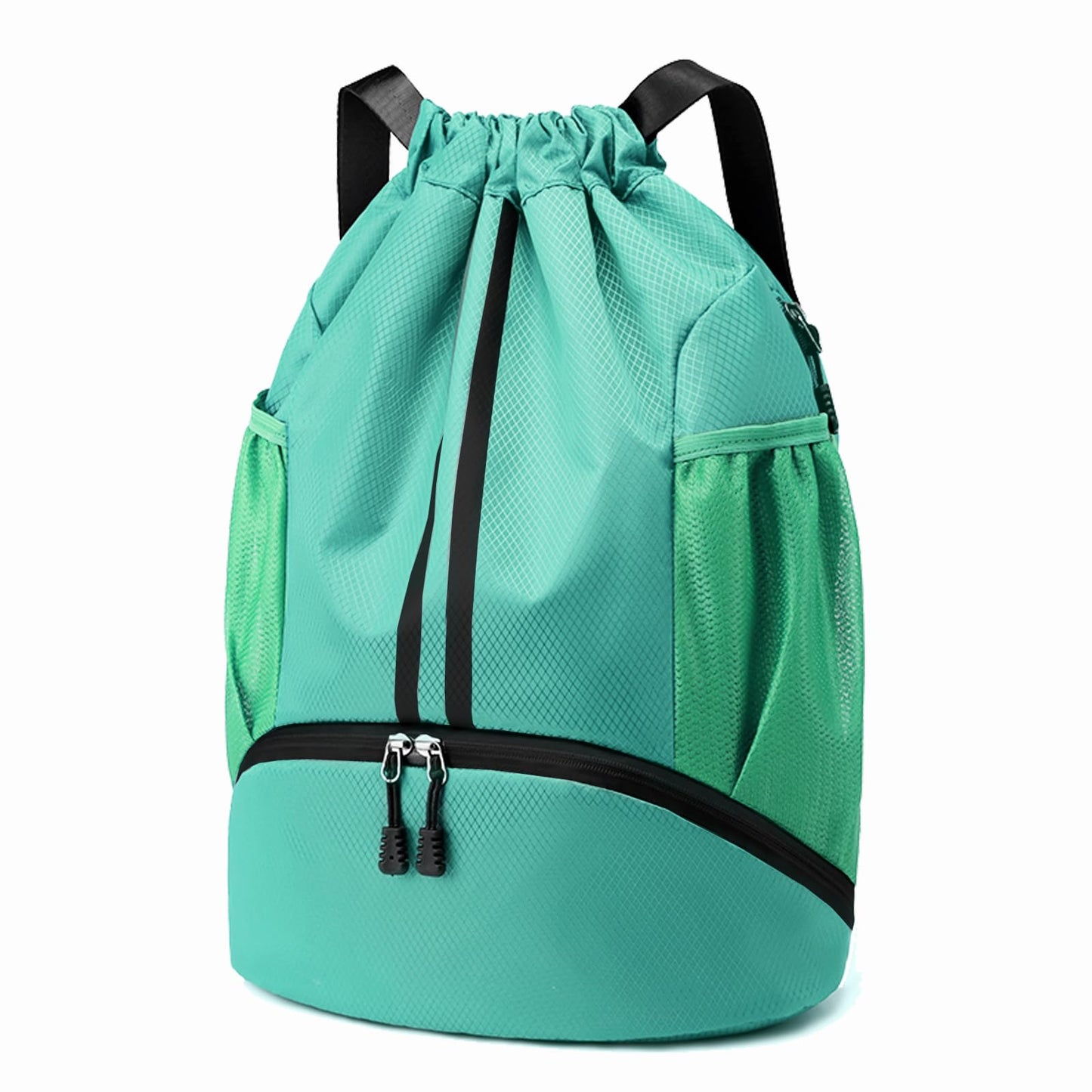 Hoedia Sports Drawstring Backpack - String Swim Gym Bag with Shoes Compartment and Wet Proof Pocket for Women&Men