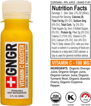 +GNGR Immunity Booster Organic Ginger and Turmeric Shot - Cold Pressed Ginger Shots with Turmeric, Cayenne Pepper, Orange, Lemon for All Natural Immune & Digestive Support (2 Oz, Pack of 12)