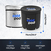 The Cold Pod Insulated Cold Plunge Tub Bundle - 85Gal Ice Bath Round Tubs with Energy Saving Multi-Layer Cover - Chiller Compatible&Silver Reflective