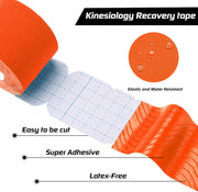 Kinesiology Tape Precut 3 Rolls, Athletic Sports Tape for Muscle Joints Support, 60 Strips for Knee Ankle Shoulder Wrist, Latex Free and Water Resistant, Pink