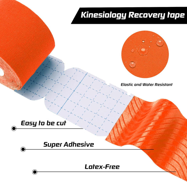 Kinesiology Tape Precut 3 Rolls, Athletic Sports Tape for Muscle Joints Support, 60 Strips for Knee Ankle Shoulder Wrist, Latex Free and Water Resistant, Pink