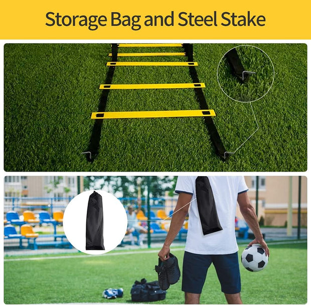 1/2/4 Pack 12 Rungs Agility Ladder Set, Training Ladder with Steel Stakes and Carry Bag for Soccer, Speed Fitness Feet Training
