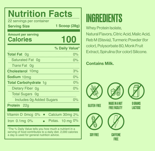 SEEQ Supply Clear Whey Protein Powder - 22 Servings, 22g Protein Per Serving - Sour Green Apple