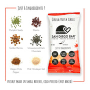 San Diego Bar-Chula Vista Chile | Chile Mild Heat | RAW & Vegan Protein Bars | Sugar-Free | Gluten Free | Breakfast Bars | Energy Bars | Snack Bars | 6 Whole Food Ingredients | 10g Plant-Based Protein