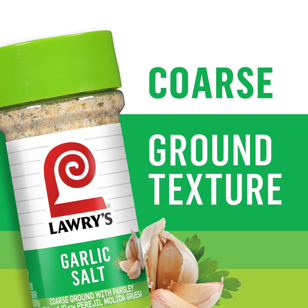 Lawry’s Garlic Salt, Coarse Ground with Parsley, No MSG Added, Kosher Certified, Flavorful Salt for Chicken, Pork & Steak, 11 oz