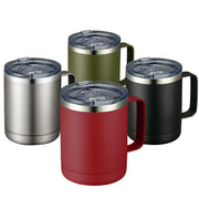 MEWAY 12oz Coffee Mug With Handle and Sliding Lid,Stainless Steel Travel Tumbler Cup with Handle,Double Wall Vacuum Insulated Camping Cup for Hot & Cold Drinks Tea (Purple,Set of 1)