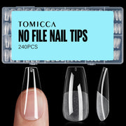 TOMICCA Medium Almond Nail Tips, 504Pcs Acrylic, 12 Sizes Half Matte Soft Gel, Nail Extension for Beginner and Professional