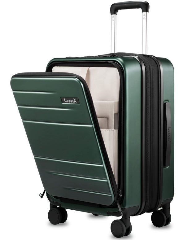 LUGGEX 28 Inch Luggage with Spinner Wheels, Expandable PC Hard Shell Checked Suitcase with Front Opening, Lightweight (Charcoal Metallic, 28 Inch)