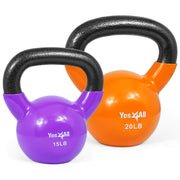 Yes4All Kettlebell Set Vinyl Coated Weights Combo for Full Body Workout Equipment Push up, Grip Strength Training, Dumbbell Weights Exercises
