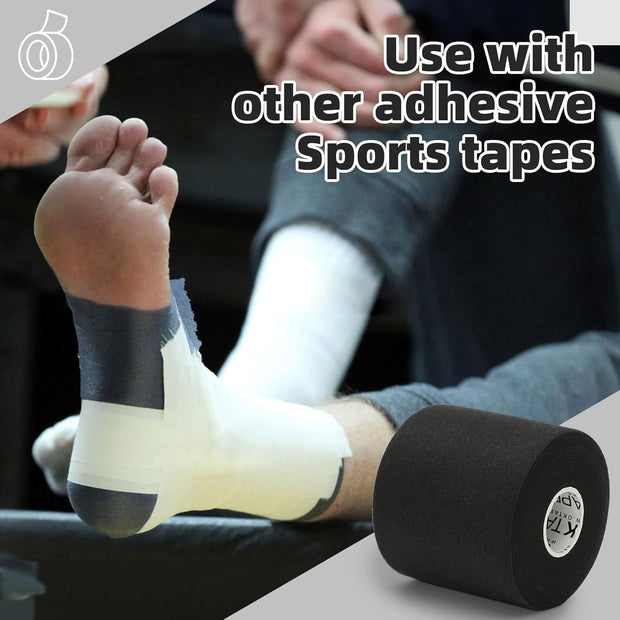 OK TAPE Pre Wrap Tape (4-Rolls) - Athletic Foam Underwrap for Sports, Protect for Ankles Wrists Hands and Knees, 2.75 Inches x 30 Yards - Black/Pink/Beige/White