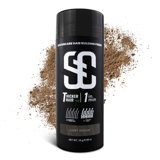 SOVONCARE Hair Fibers for Thinning Hair Dark Brown, Hair Building Fibers for Bald Spots Undetectable & Natural, Conceals Hair Loss, Fill In Fine Hair Powder Hair Thicker Instantly for Women & Men 28g