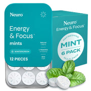 Neuro Energy & Focus Mints - Sugar Free Breath Mints with 80mg Natural Caffeine, B Vitamins & L-Theanine - Vegan Brain Supplement for Exercise, Study & Daily Focus - Peppermint, 72 ct