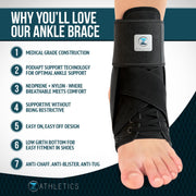 Z ATHLETICS Ankle Brace for Women & Men - Lace Up Adjustable Support with Side Stabilizers for Sprained Ankle, Achilles Tendonitis Relief | Basketball, Volleyball, Running & Sports Recovery