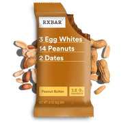 RXBAR Protein Bars, 12g Protein, Gluten Free Snacks, Snack Bars, Peanut Butter, 22oz Box (12 Count)