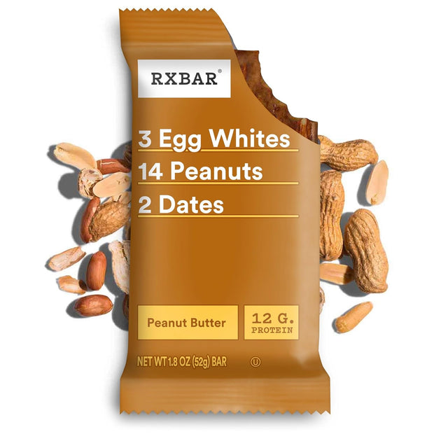 RXBAR Protein Bars, 12g Protein, Gluten Free Snacks, Snack Bars, Peanut Butter, 22oz Box (12 Count)